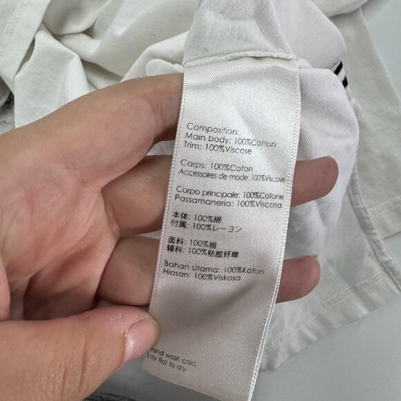 3.1 Phillip Lim Shirt Womens Large White Ruffle Trim Short Sleeve Designer Top - Picture 8 of 12